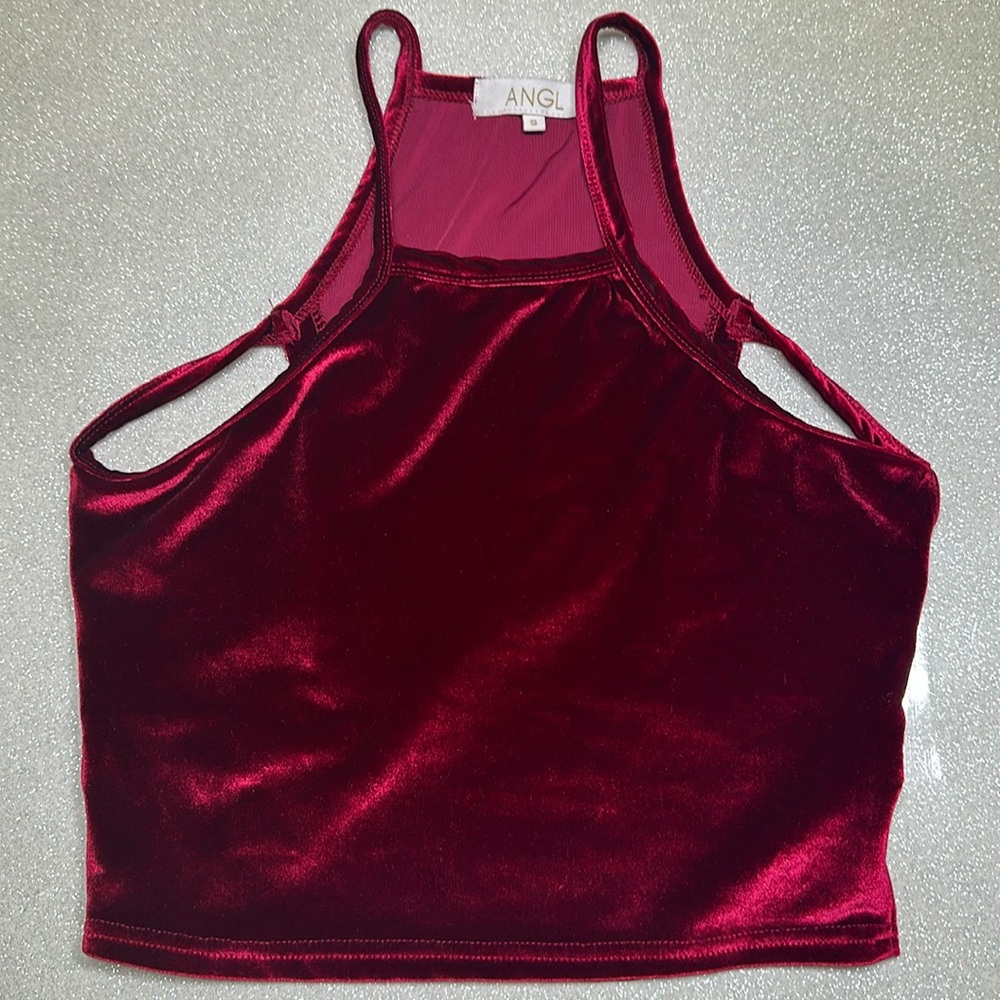 Angl red velvet cut out crop top